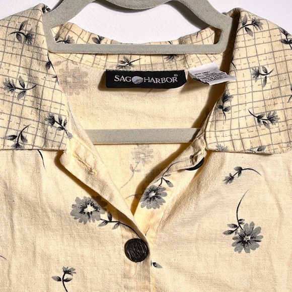 Sag Harbor Yellow & Grey Vintage Floral Linen Cotton Dress and Top 14 - Picture 8 of 16